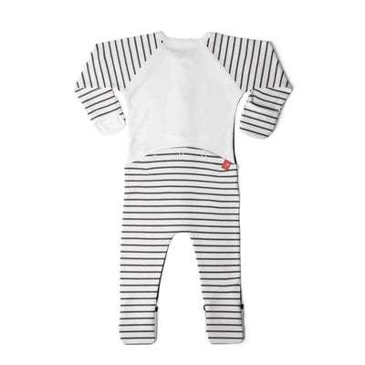 Goumikids 0-3M Unisex Baby Footie Pajamas w/ Booties (2 Pairs), Stripe/Midnight