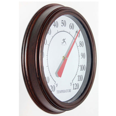 Infinity Instruments 12-Inch Round Analog Outdoor Patio Thermometer, Arbol Brown