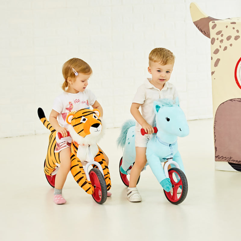 Wonder&Wise Kid Animal Plush Toddler Training Balance Bicycle Ride On Toy, Tiger