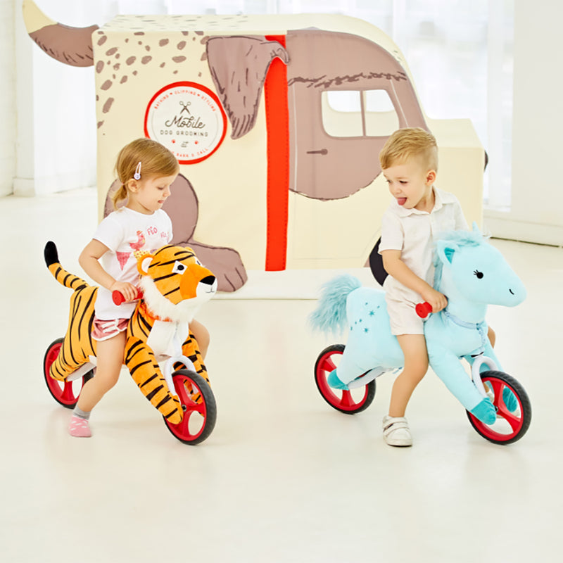 Wonder&Wise Kid Animal Plush Toddler Training Balance Bicycle Ride On Toy, Tiger