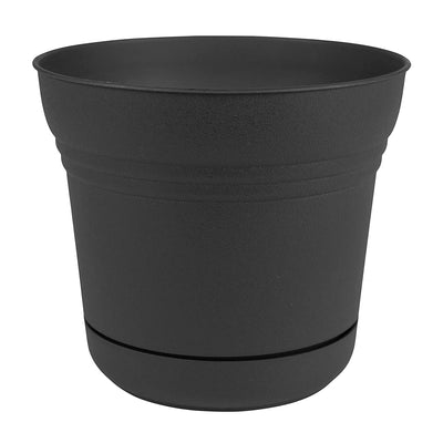 Bloem SP1000 Saturn Indoor Outdoor 10 Inch Planter Pot w/ Attached Saucer, Black