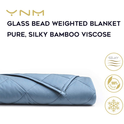 YnM Cotton 60 x 80 In 20 Lb Weighted Blanket for Queen & King Beds, Blue Grey