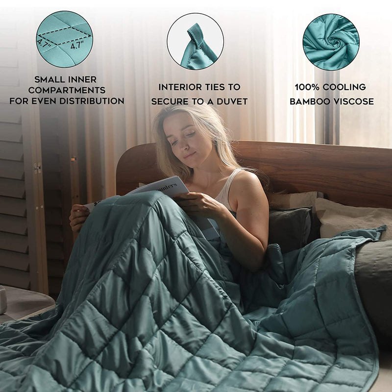 YnM Cooling Bamboo 48 x 72 Weighted Blanket for Twin & Full Beds, Sea Grass