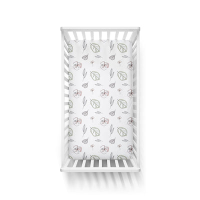 Goumikids 3 Piece Soft Organic Nursery Crib Sheet Bedding Set, Abstract Floral