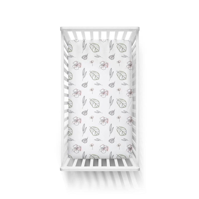 Goumikids 5 Piece Soft Organic Cotton Nursery Crib Bedding Set, Abstract Floral