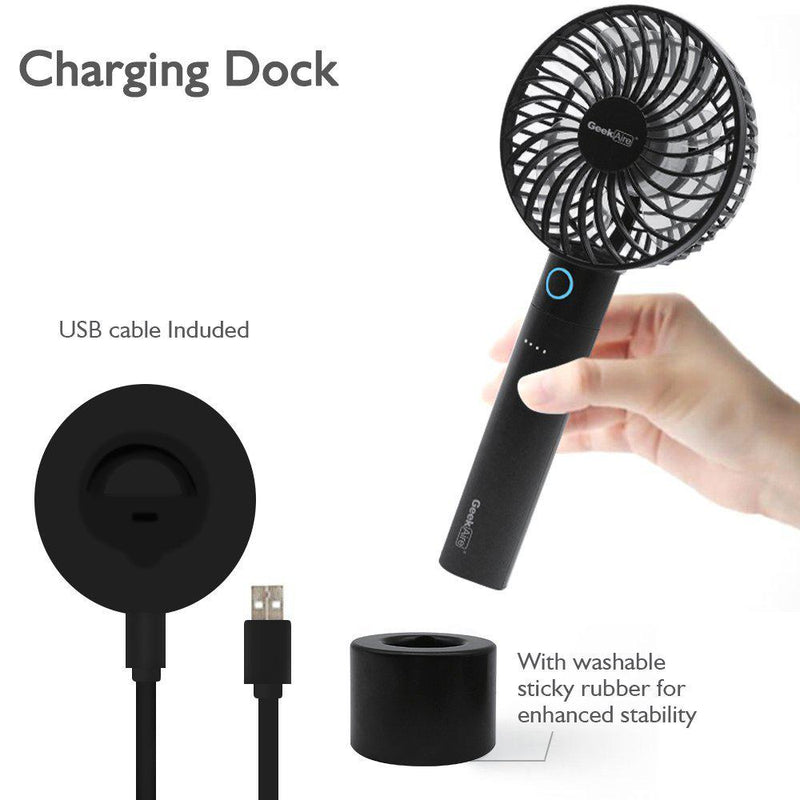 Geek Aire Mini 4" Cordless Personal Handheld Fan w/ Power Bank Feature (2 Pack)