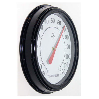 Infinity Instruments 12-Inch Round Analog Outdoor Patio Thermometer, Black