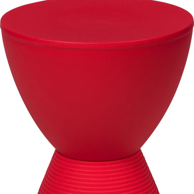 LeisureMod Boyd Indoor and Outdoor Modern Hourglass Accent Side End Table, Red