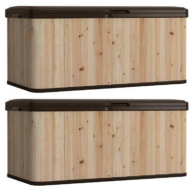 Suncast 120 Gallon Extra Large Hybrid Deck Box w/ Resin Floor and Lid (2 Pack)