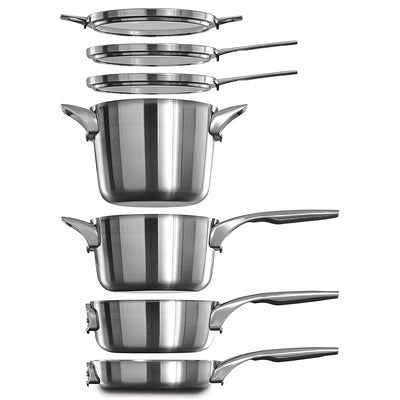 Calphalon Premier Space Saving Stainless Steel 15 Piece Pot and Pan Cookware Set