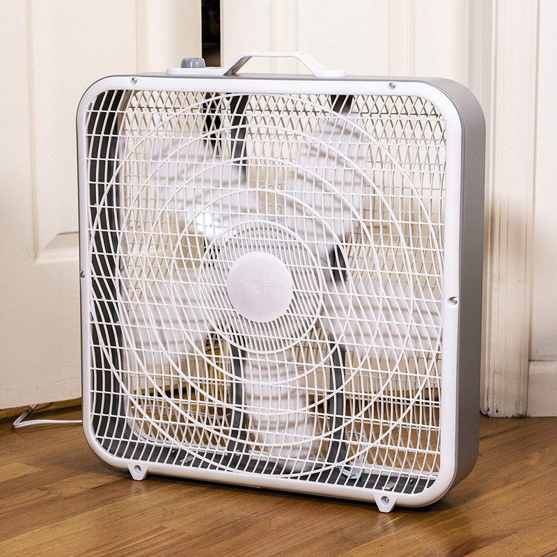 Comfort Zone 3 Speed High Performance 20" Box Fan Home Air Conditioner, White