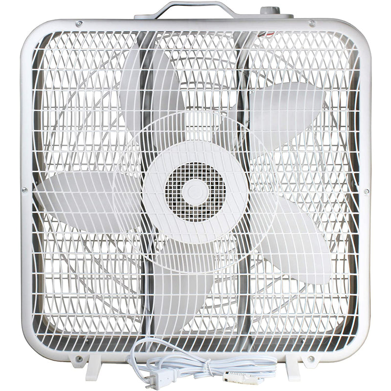 Comfort Zone 3 Speed High Performance 20" Box Fan Home Air Conditioner, White