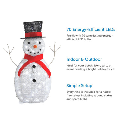 Noma 3' Pre Lit LED Whimsical Snowman Outdoor Christmas Lawn Decor (For Parts)