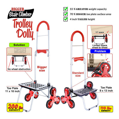 dbest products DBEST-01-514 Stair Climber Bigger Foldable Trolley Dolly, Red