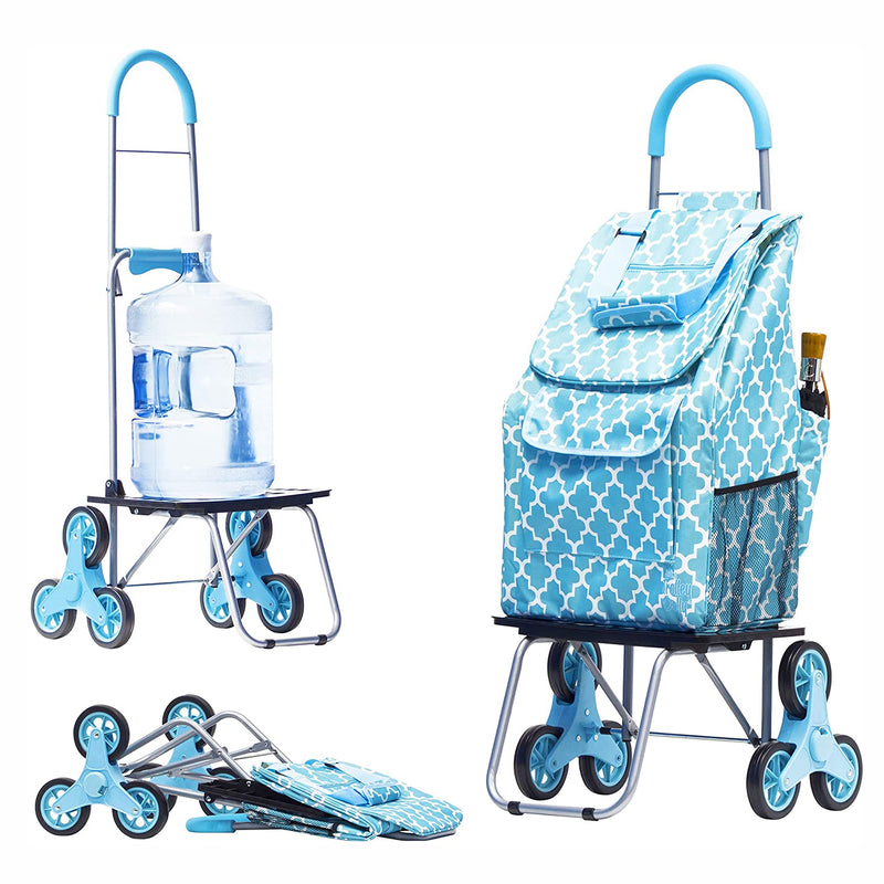 dbest products Foldable Stair Climber Shopping Trolley Dolly, Moroccan Tile