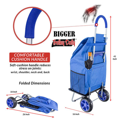 dbest products DBEST-01-560 Bigger Foldable Collapsible Cart Trolley Dolly, Blue