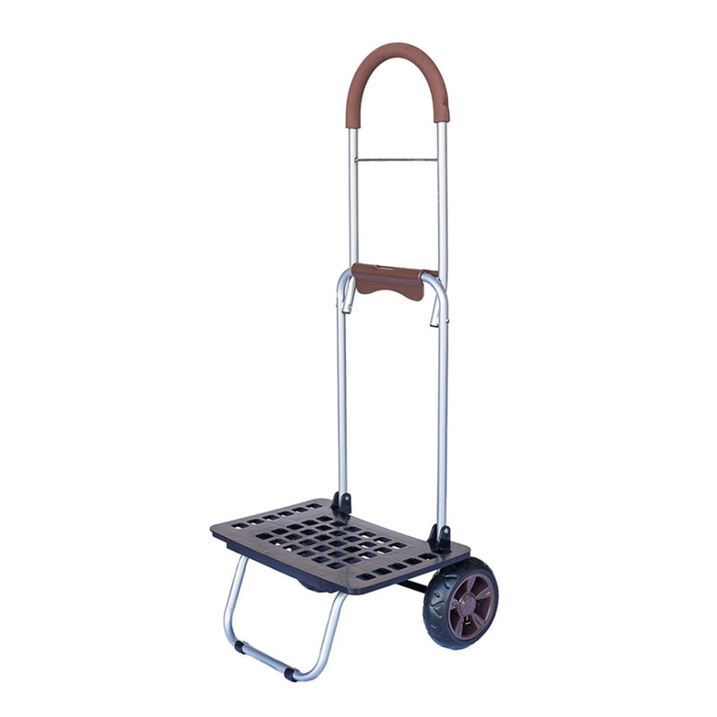 dbest products Portable Collapsible Folding Bigger Trolley Dolly Cart, Brown