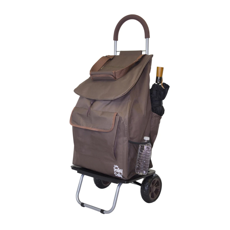 dbest products Portable Collapsible Folding Bigger Trolley Dolly Cart, Brown