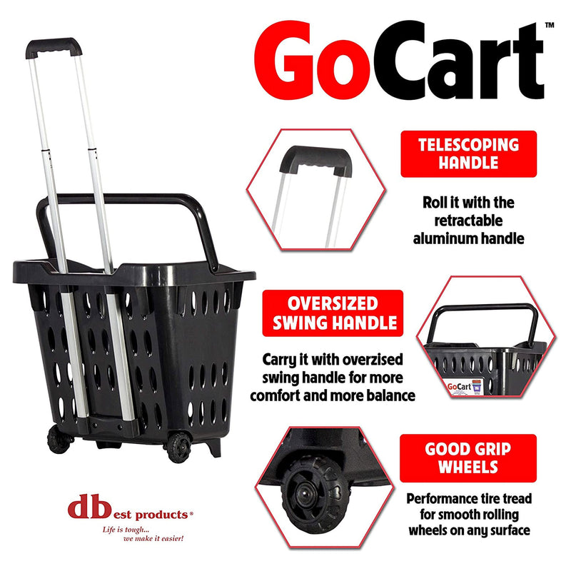 dbest products GoCart Wheeled Dolly Cart Utility Laundry Basket, Black (5 Pack)