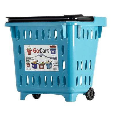 dbest products GoCart Wheeled Grocery Cart Utility Laundry Basket, Teal (5 Pack)