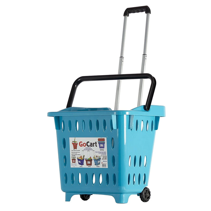 dbest products GoCart Wheeled Grocery Cart Utility Laundry Basket, Teal (5 Pack)