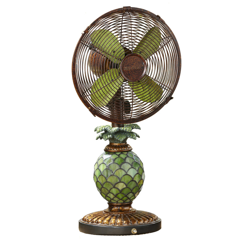 DecoBreeze Ocsillating 3 Speed Table Fan and Tiffany Style Pineapple Table Lamp