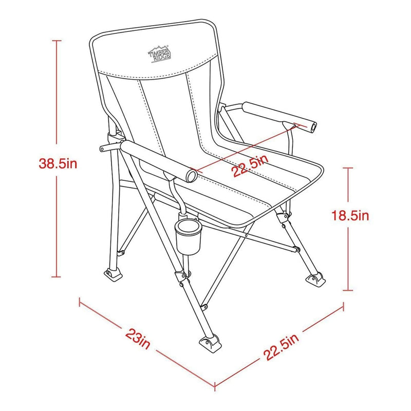 Timber Ridge Outdoor Portable Folding Tailgate Beach Camping Lounge Chair, Black