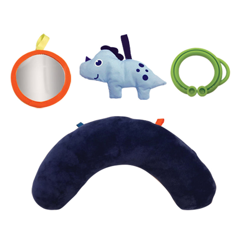 Little Tikes 3 in 1 Infant Tummy Time Plush Pillow Playmat, Blue Dino (2 Pack)