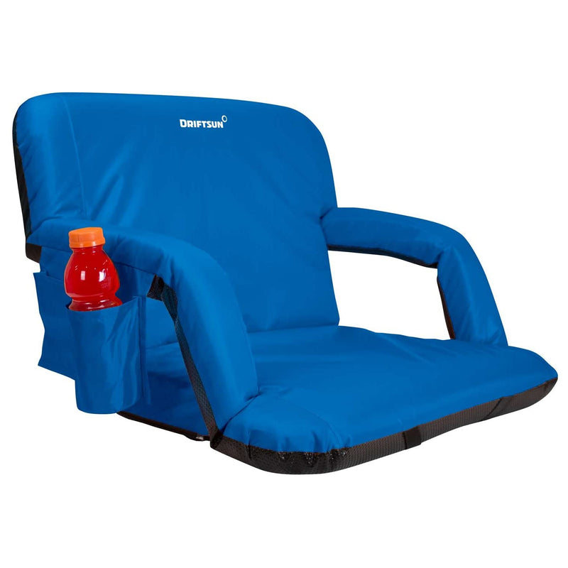 Driftsun Wide Folding Stadium Reclining Bleacher Chair with Back Support, Blue