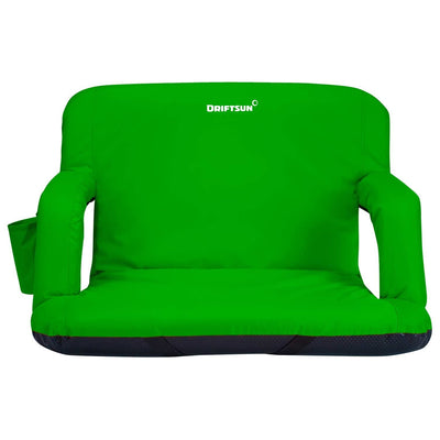 Driftsun Wide Folding Stadium Reclining Bleacher Chair with Back Support, Green