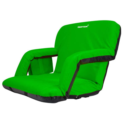 Driftsun Wide Folding Stadium Reclining Bleacher Chair with Back Support, Green
