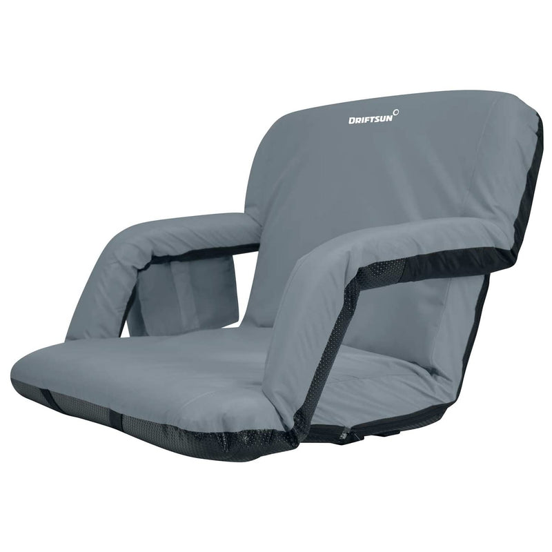 Driftsun Wide Folding Stadium Reclining Bleacher Chair with Back Support, Gray