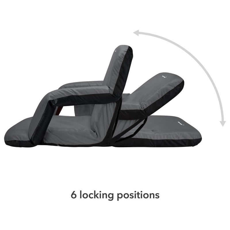 Driftsun Wide Folding Stadium Reclining Bleacher Chair with Back Support, Gray