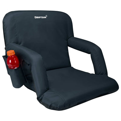 Driftsun Folding Stadium Reclining Bleacher Seat Chair with Back Support, Gray