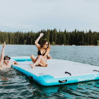 Driftsun Mesa Oasis Inflatable Floating Water Dock Platform Island, 15 x 6.5 Ft