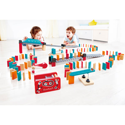 Hape Robot Factory Kids 122 Piece Wooden Domino Track Game Set Learning STEM Toy
