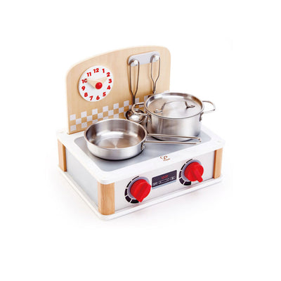 Hape 2-in-1 Child Safe Wood Children's Play Toy Kitchen and Grill Learning Set