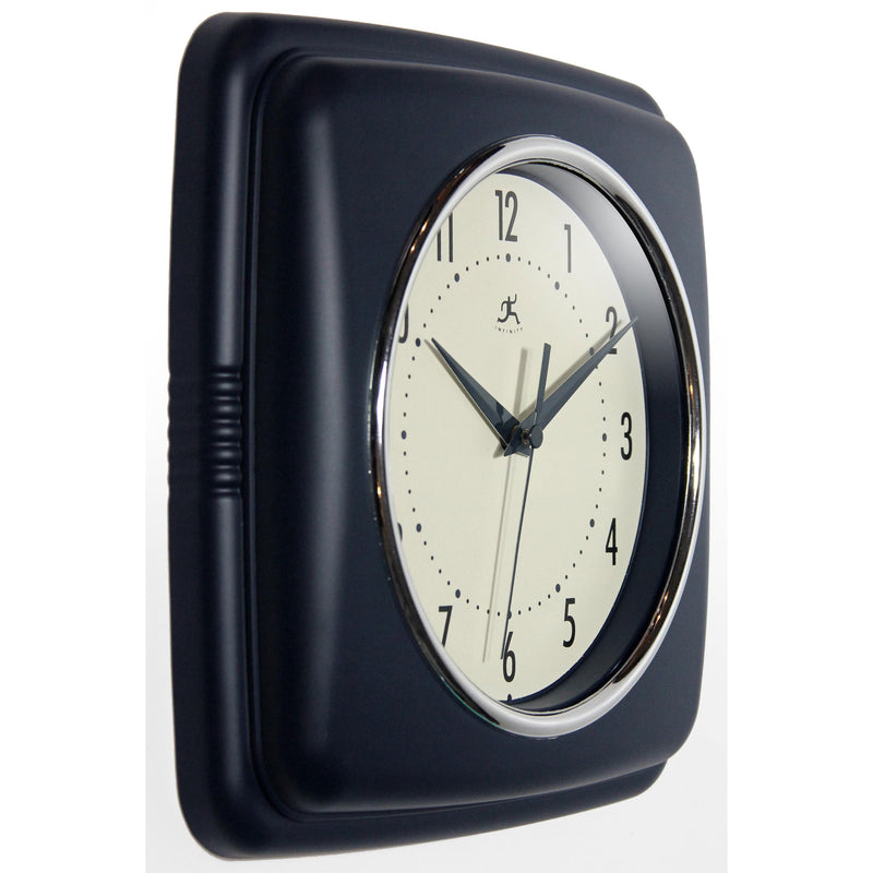 Infinity Instruments 15513SB-4103 9 Inch Silent Square Retro Clock, Sailor Blue