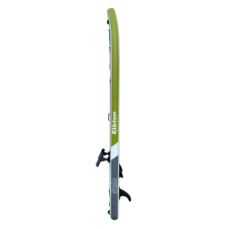 Elkton Outdoors 12 Foot Inflatable Paddle Board Kit w/ Fishing Rod Holder, Green