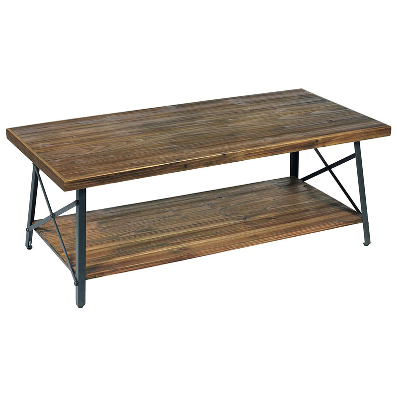 Wallace & Bay Chandler 45 Inch Long Rustic Open Storage Coffee Table,Natural Fir