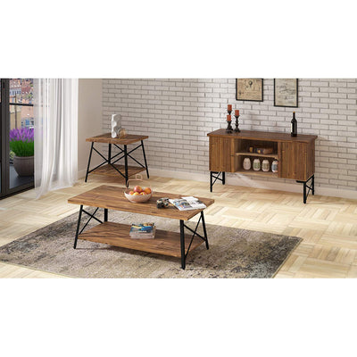 Wallace & Bay Chandler 45 Inch Long Rustic Open Storage Coffee Table,Natural Fir