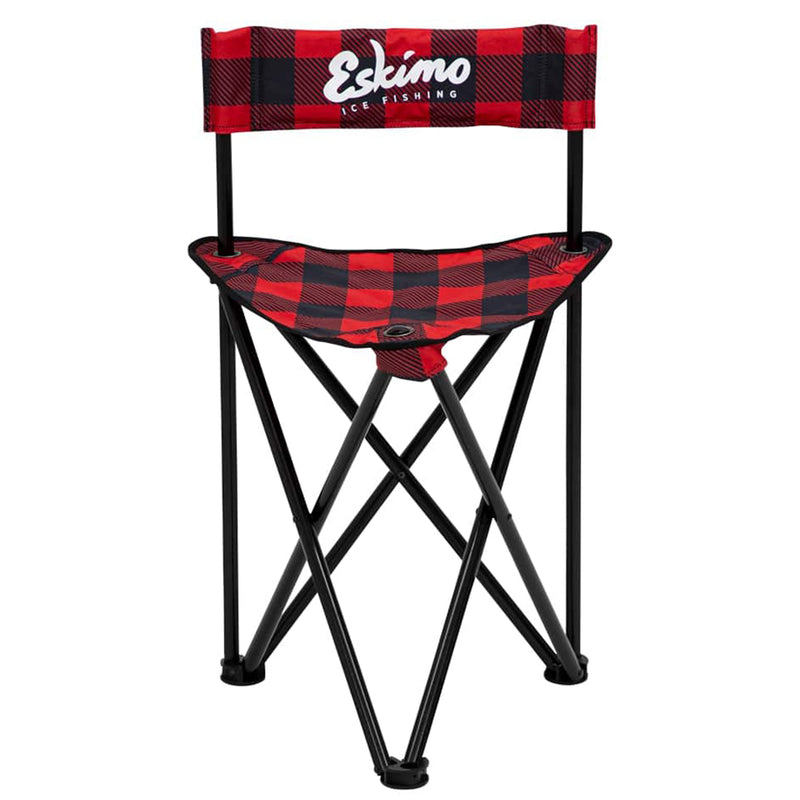 Eskimo Outdoor Portable Plaid Folding Quad Ice Fishing Gear Seat Chair, Red