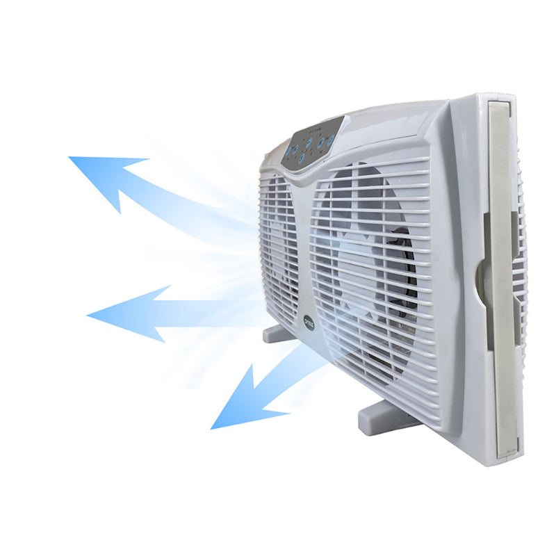 Optimus F-5286 Reversible 8" 3 Speed Cool Air Home Twin Window Fan w/ Thermostat
