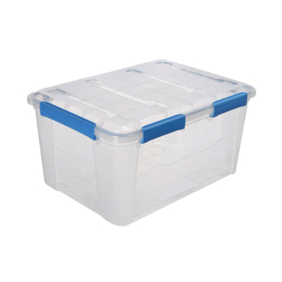 Ezy Storage IP67 Rated 75 Liter Waterproof Plastic Storage Tote with Lid, Clear