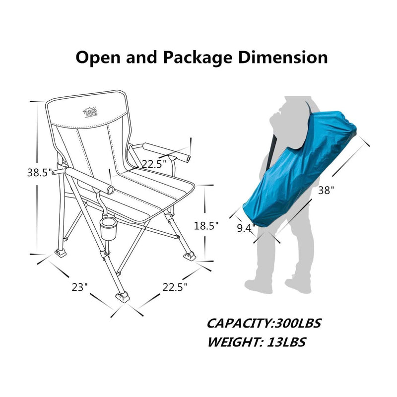 Timber Ridge Indoor Outdoor Folding Beach Camping Lounge Chair, Blue (2 Pack)