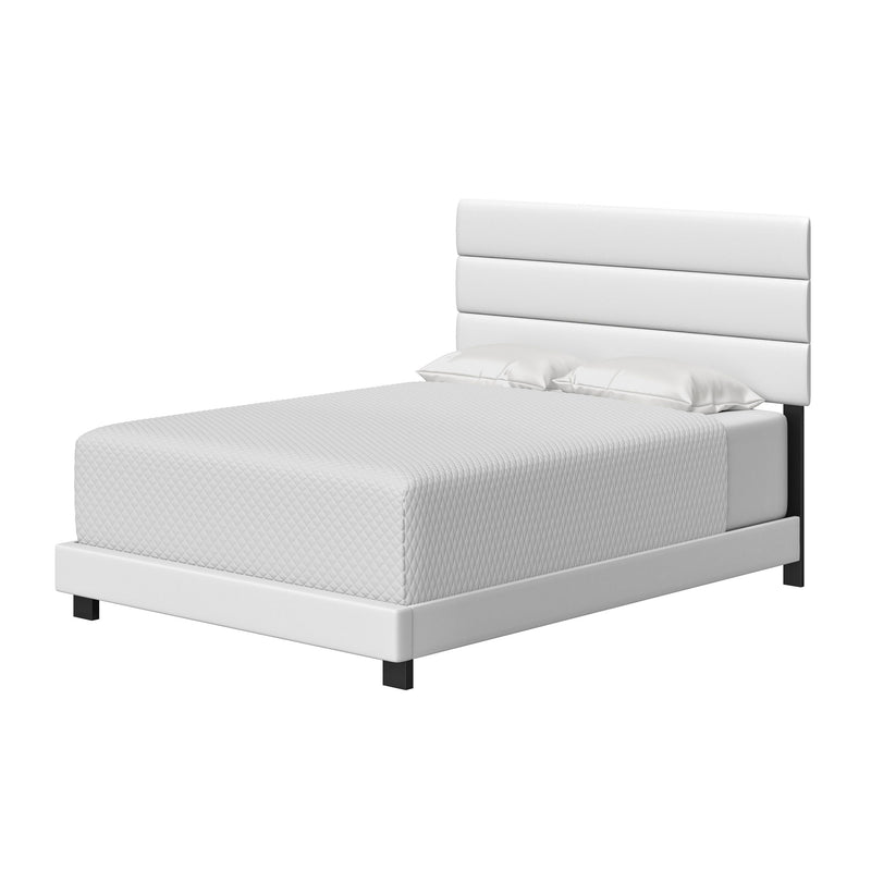 Boyd Sleep Montana Upholstered Full Bed Frame Foundation 3 Panel Headboard White