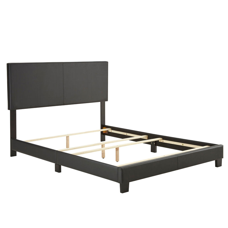 Boyd Sleep Montana Upholstered Leather Queen Size Bed Frame and Headboard, Black