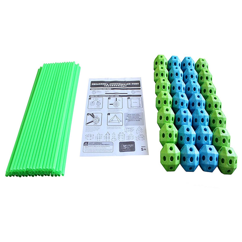 Funphix Glow in the Dark Poles and Blue/Green Balls Fort Play Kit, 77 pieces - VMInnovations