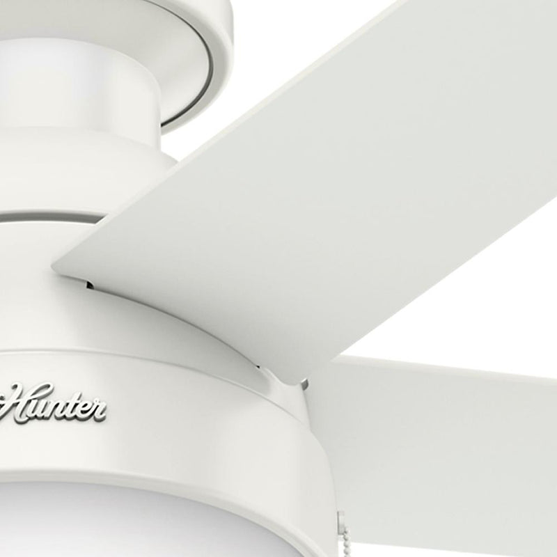Hunter Anslee 46" Low Profile Ceiling Fan w/ LED Light Kit and Pull Chain, White