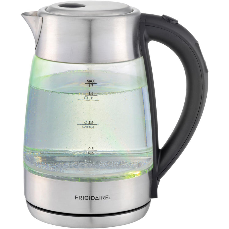 Frigidaire 1.8 Qt 1500W Cordless Glass Tea Kettle w/Digital Temp Control, Silver